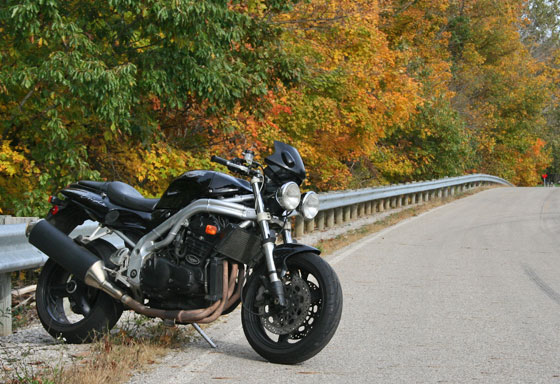 1997 Triumph Speed Triple on the road in 2014